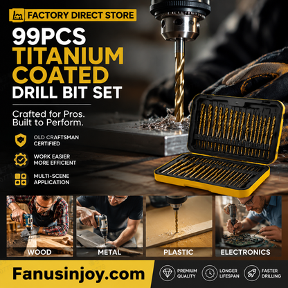 🏭✨ Factory Outlet – 99pc Titanium Drill Bit Set 🔩⚡🧰