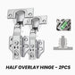 Cabinet Door Press-to-Open Spring Lock and Matching Hinge