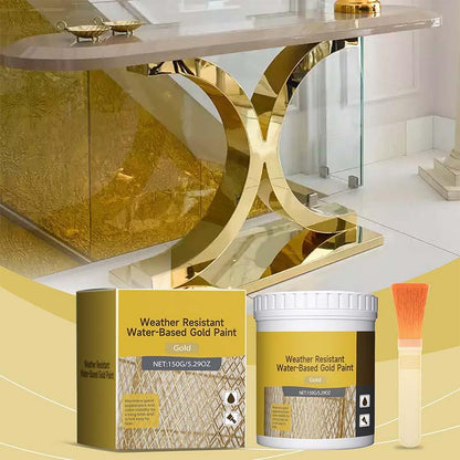 ✨ 50% OFF NOW! 🏡 Weather-Resistant Gold Paint – Rich Foil Effect, Fast-Drying – For Wood, Metal & Stone – A Touch of Luxury 💛