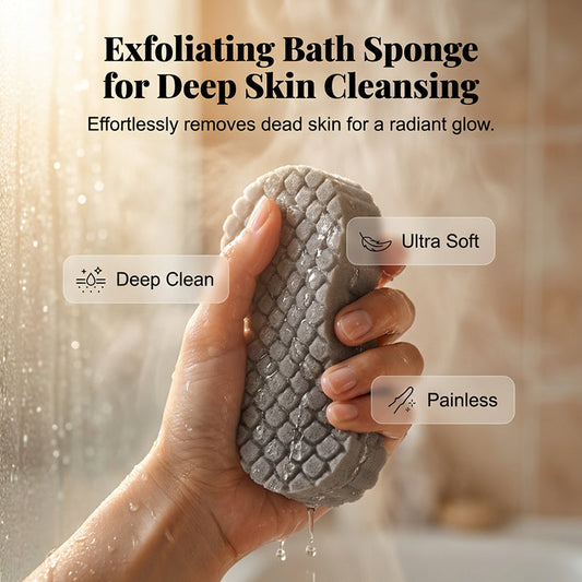 【4-Pack Deal】 Dual-Sided Exfoliating Bath Sponge – Soft Foam + Body Scrubber
