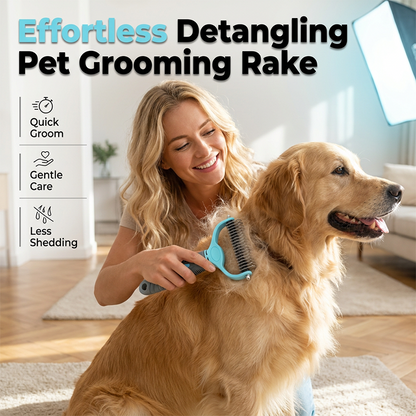 🐾 Dual-Sided Pet Rake – For Heavy Shedding, Works on All Coat Types 🐕🐈