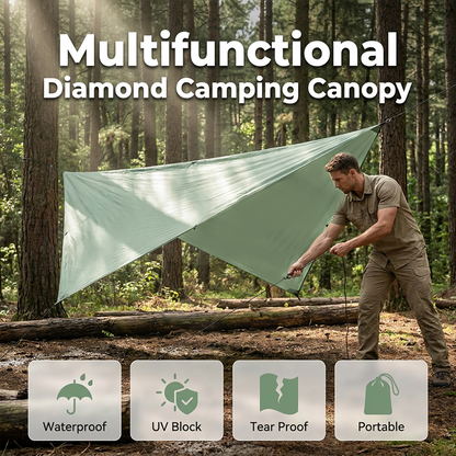 📢📢50% OFF !! ⏰Portable Diamond-Shaped Camping Tarp Sun Shelter