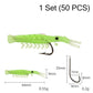 50PCS Luminous Shrimp Lures – Glow in the Dark & Sharp Hooks 🌙✨🦐🎣
