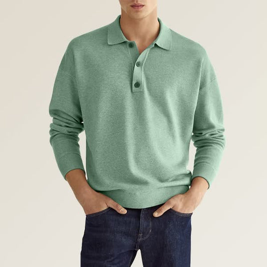 Men's Fashion Casual Loose Lapel Long Sleeve Polo Shirt